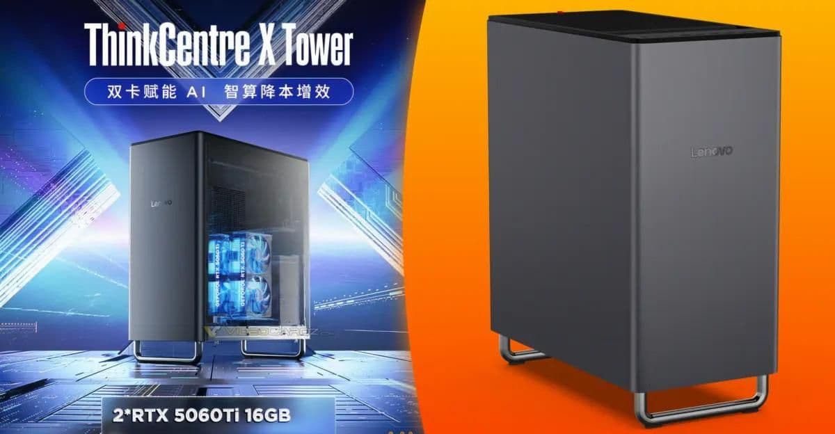 Lenovo представила ПК ThinkCentre X Tower с двумя GeForce RTX 5060 Ti, и эти видеокарты работают независимо