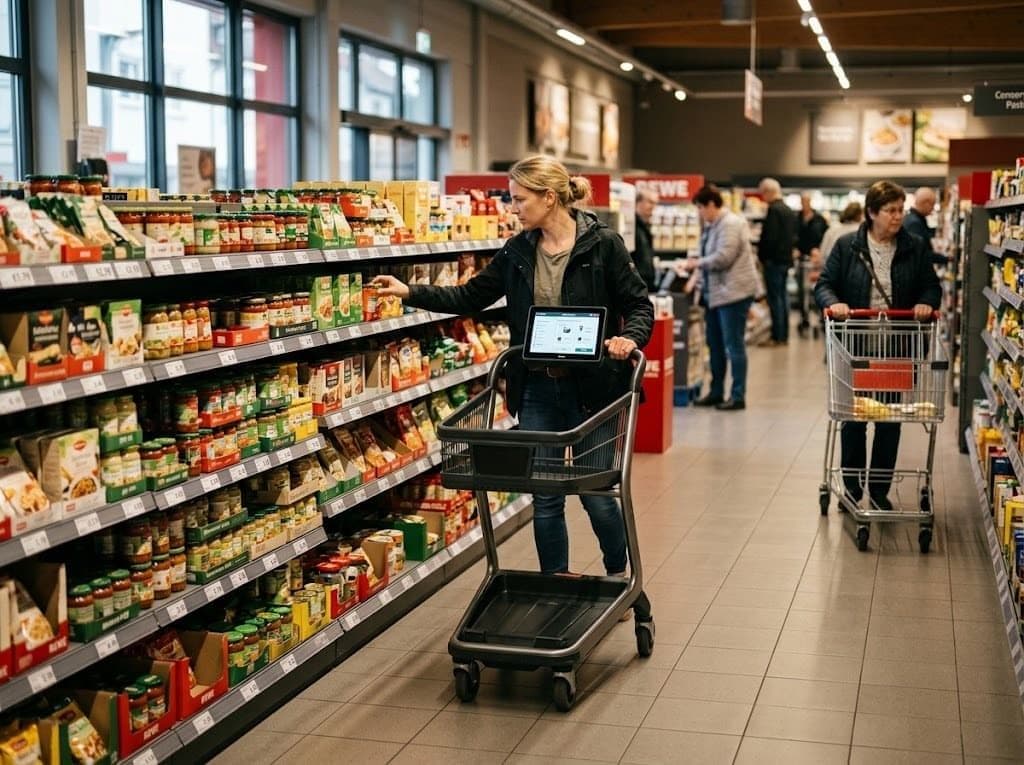 Тележки с экранами увеличили средний чек на 32% в немецком супермаркете — но причинность не доказана